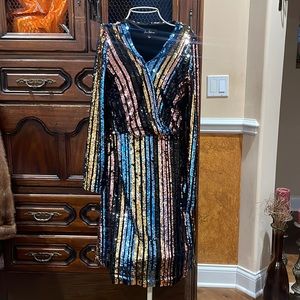 Gorgeous Stripe Sequin Iridescent sparkly minidress.